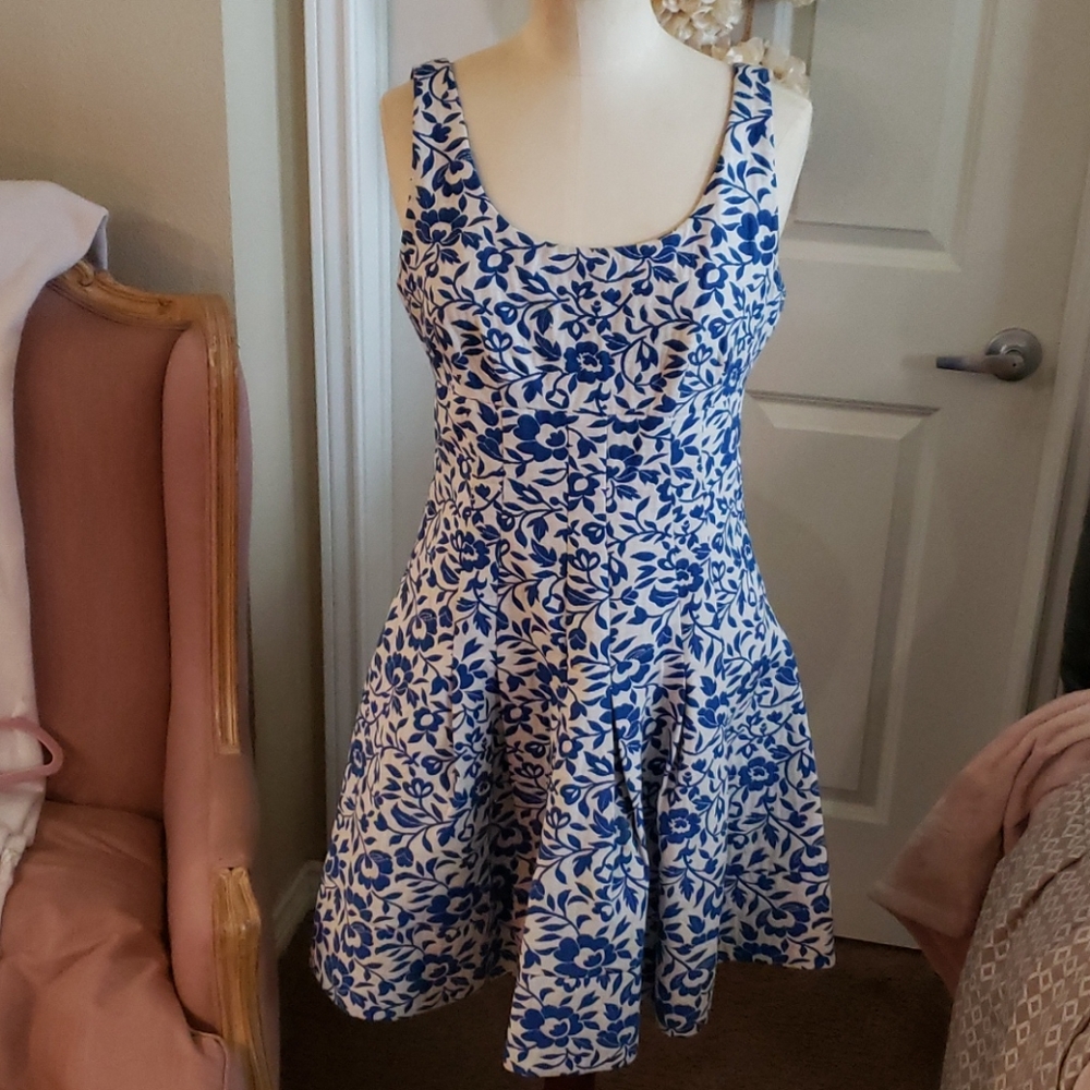 Betsy Johnson blue and white dress